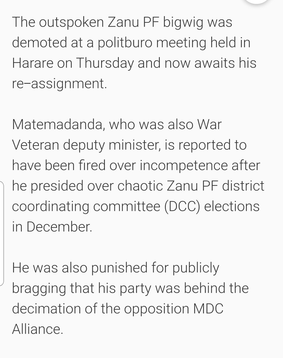 ProfJNMoyo's tweet photo. MNANGAGWA FIRES "INCOMPETENT" MATEMADANDA 
@NewsDayZimbabwe 27/3/21

@HeraldZimbabwe
&amp; @ZBCNewsonline, FYI: see what others are reporting. Meanwhile, it's notable that Mnangagwa is appointing "incompetent" Matemadanda as a diplomat to represent Zimbabwe!

https://t.co/2eWFFGSiYp https://t.co/DZvKUNAuAY