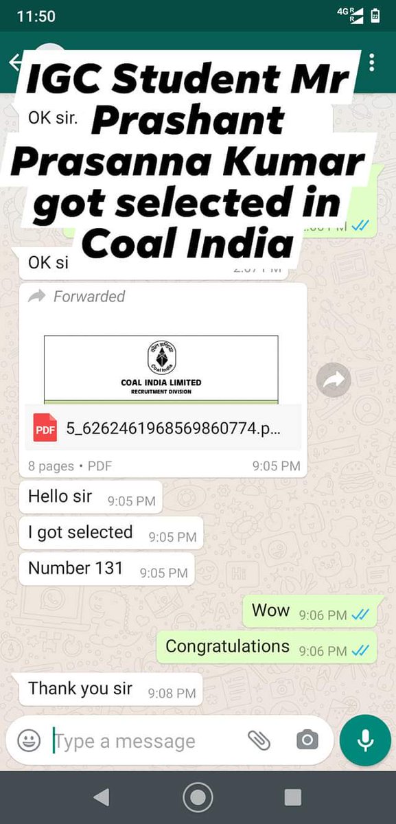 teamiitians's tweet photo. Dear All 
Happy to share good news our student 
Mr Prashant Prasanna Kumar (RV College Bangalore) got Selected for Coal India in Electrical Stream with AIR 131.
Many congratulations to him and Kudos to his efforts..
Regards,
https://t.co/vu8boL2bqR
#PSU #jobs #gate2021 #CoalIndia https://t.co/ENFJItsjsj