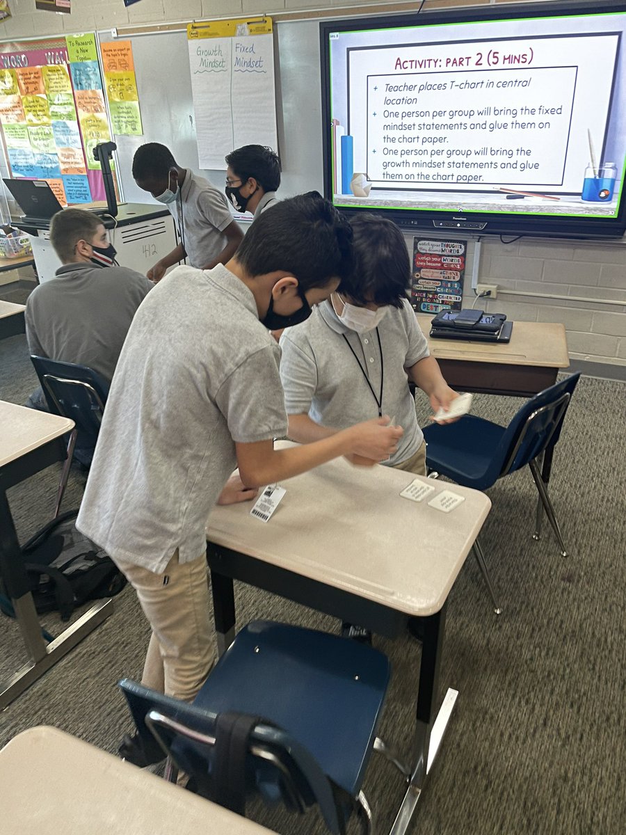 mrbcounseling7's tweet photo. Students created a Growth v Fixed Mindset anchor chart during advisory. I had so much fun watching students collaborate and share ideas. #gohawks #SOAR @careacter @WoodsMiddle https://t.co/4HcMdqBh88