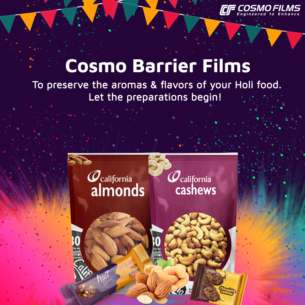 CosmoFilmsLtd's tweet photo. #Holi is just around the corner & while we're busy with the preparations, let's not forget to get sweets & savories packed in #CosmoBarrierFilms. Our #BarrierFilms preserve the amazing aromas & flavors to make your festivities delicious & fun. - https://t.co/vtClzJkofb https://t.co/AbmAxTgWVz