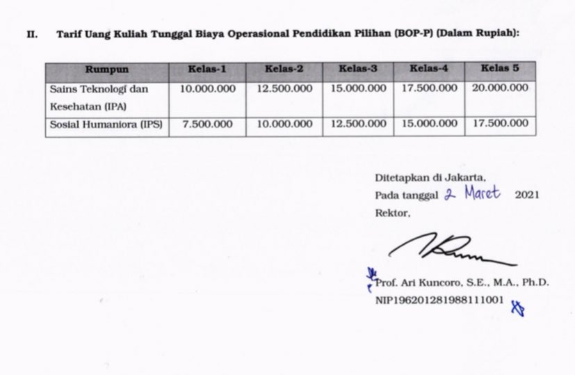ui_fess's tweet image. #UInformation Tarif UKT UI 2020/2021 bagi Mahasiswa S1 Reguler