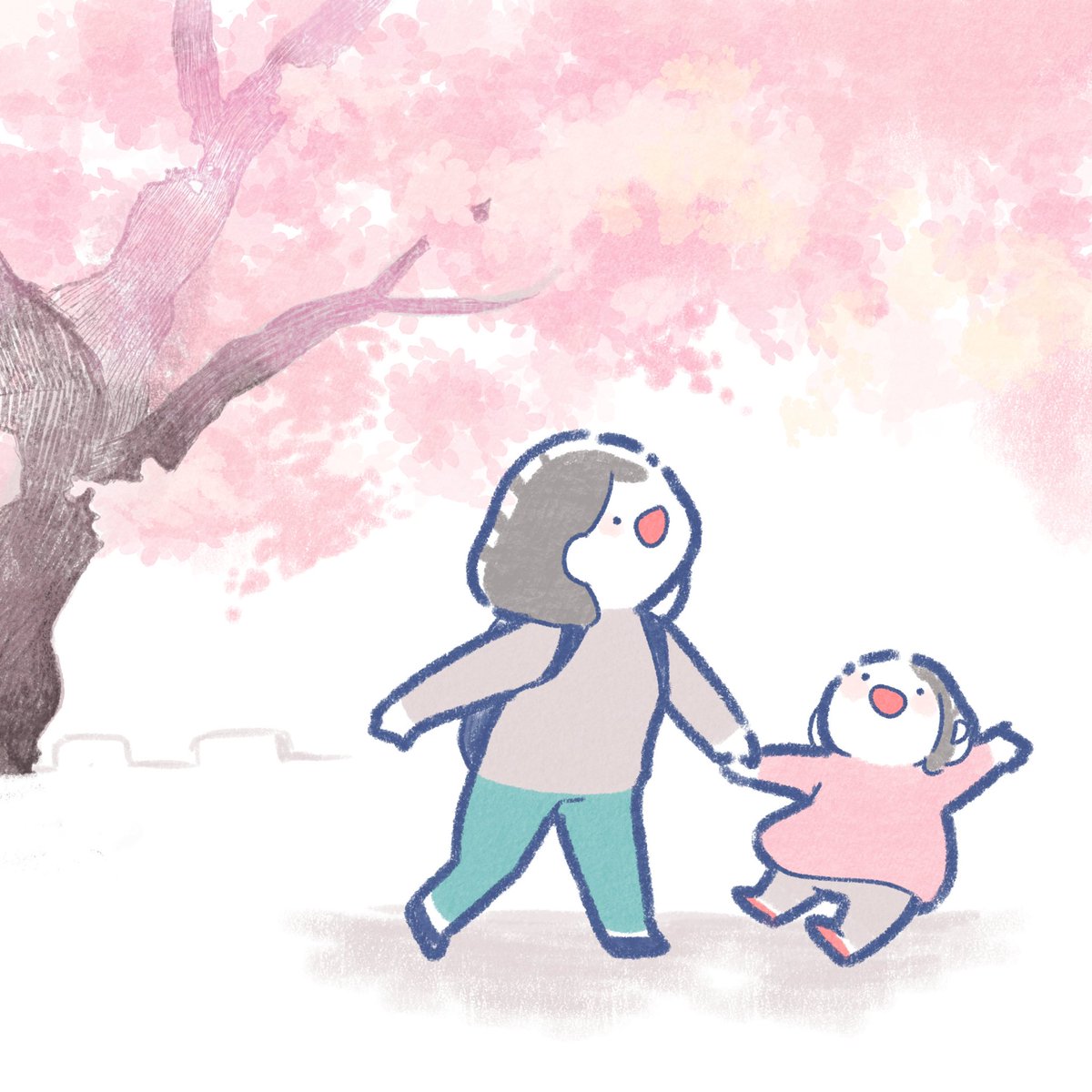 「娘が産まれてから4回目の桜の季節? 」|もちこ@5歳むすめのイラスト