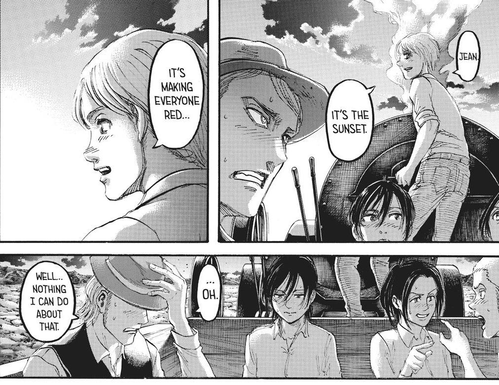 They barely interact this TS but when they do, it always has significance in the story 🥺 it makes me somehow happy that Isayama still highlights the importance of their interactions and what impact it will have to the story. 😔🤏🏻 