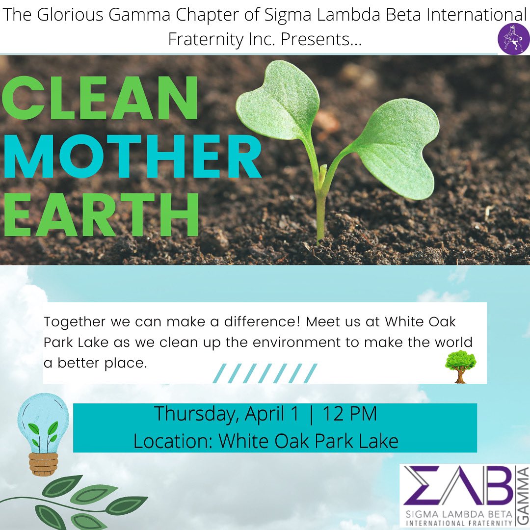 ISUBetas's tweet photo. Our next event during our Beta Week is...

Clean Mother Earth 🌍 

Join us on Thursday, April 1 @ 12 PM at White Oak Park Lake as we clean around the lake to make our community a little bit greener. https://t.co/DcpA6Yelhc