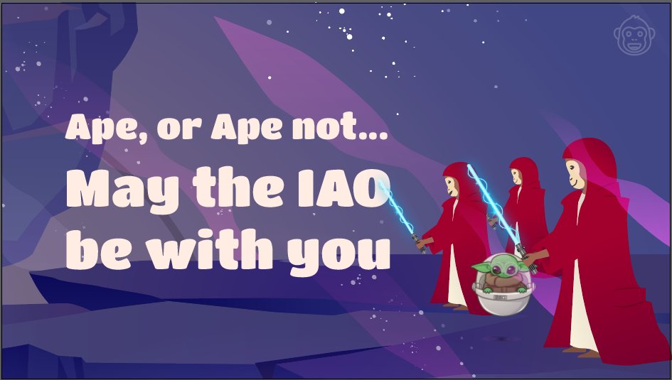 ApeBond's tweet photo. Last #InitialApeOffering we took you to the moon 🌕

This time we're taking you to a galaxy far far away 🚀💫

That's right, we've got another #IAO lined up. This time with a futuristic, intergalactic, #BSC yield farming space station 👀

More details to come tomorrow ❤️ https://t.co/mlenurVzEA