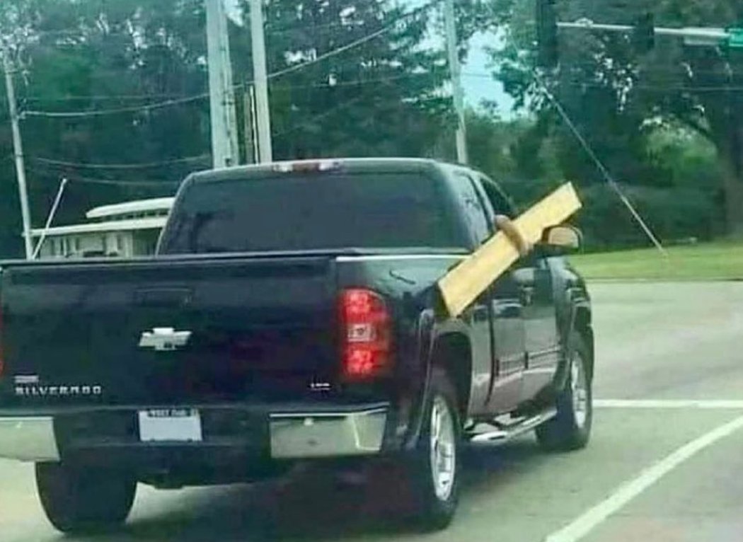I bet he wishes he had a truck...