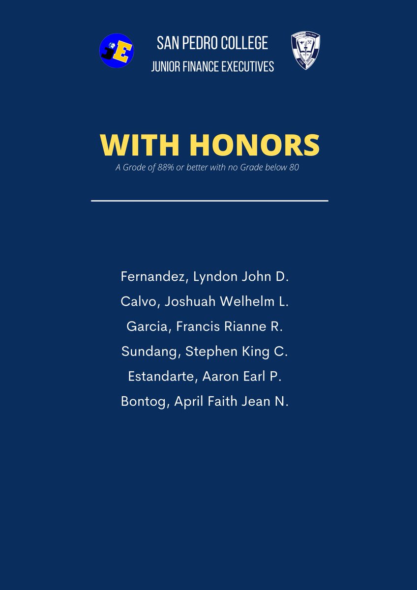 JFinexSPC's tweet photo. "Behind every great achievement is a dreamer of great dreams." - Robert Greenleaf

Congratulations to students who have earned a place on the Dean's List for their academic achievements! https://t.co/OuSXhTZnxA