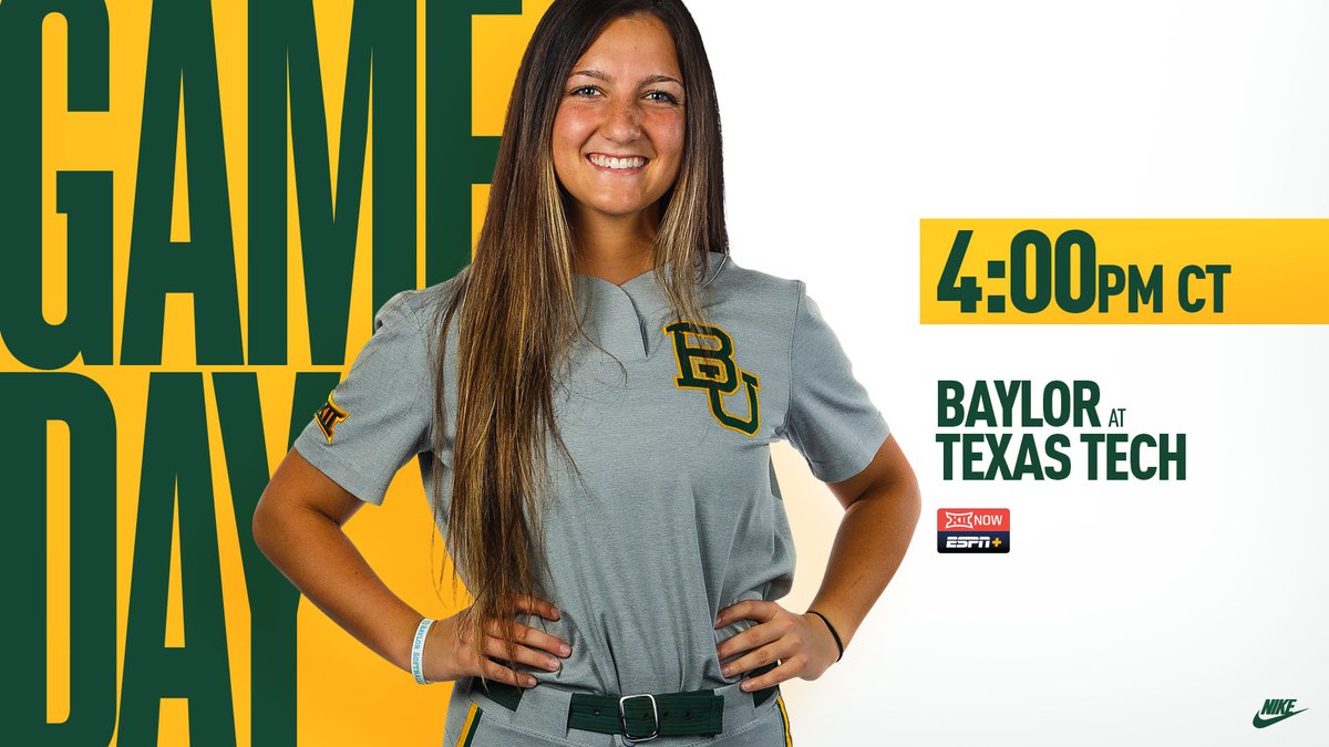 BaylorSoftball's tweet photo. It's GAMEDAY!!

🆚 at Texas Tech
⏰ 4PM (CT) 
📍 Rocky Johnson Field 
📺 Big 12 Now on ESPN+
📈 https://t.co/dIW1FxnluM
📻 https://t.co/RqBg6RaWmh 

#SicEm 🐻🥎 https://t.co/HqacPoA767