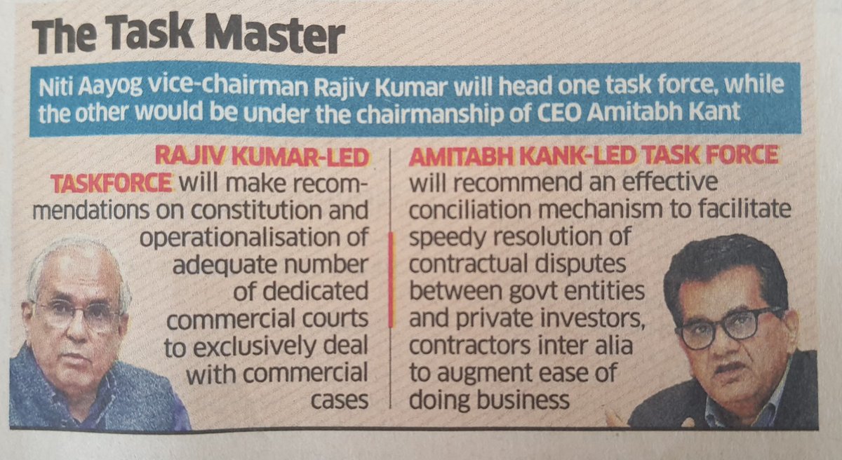 Infra_VinayakCh's tweet photo. 👇from ET. Finally - some light at the end of the long and frustrating Dispute Resolution tunnel. Govt sets up 2 panels under Niti honchos to create a new architecture. https://t.co/rD2tY1P8Hr