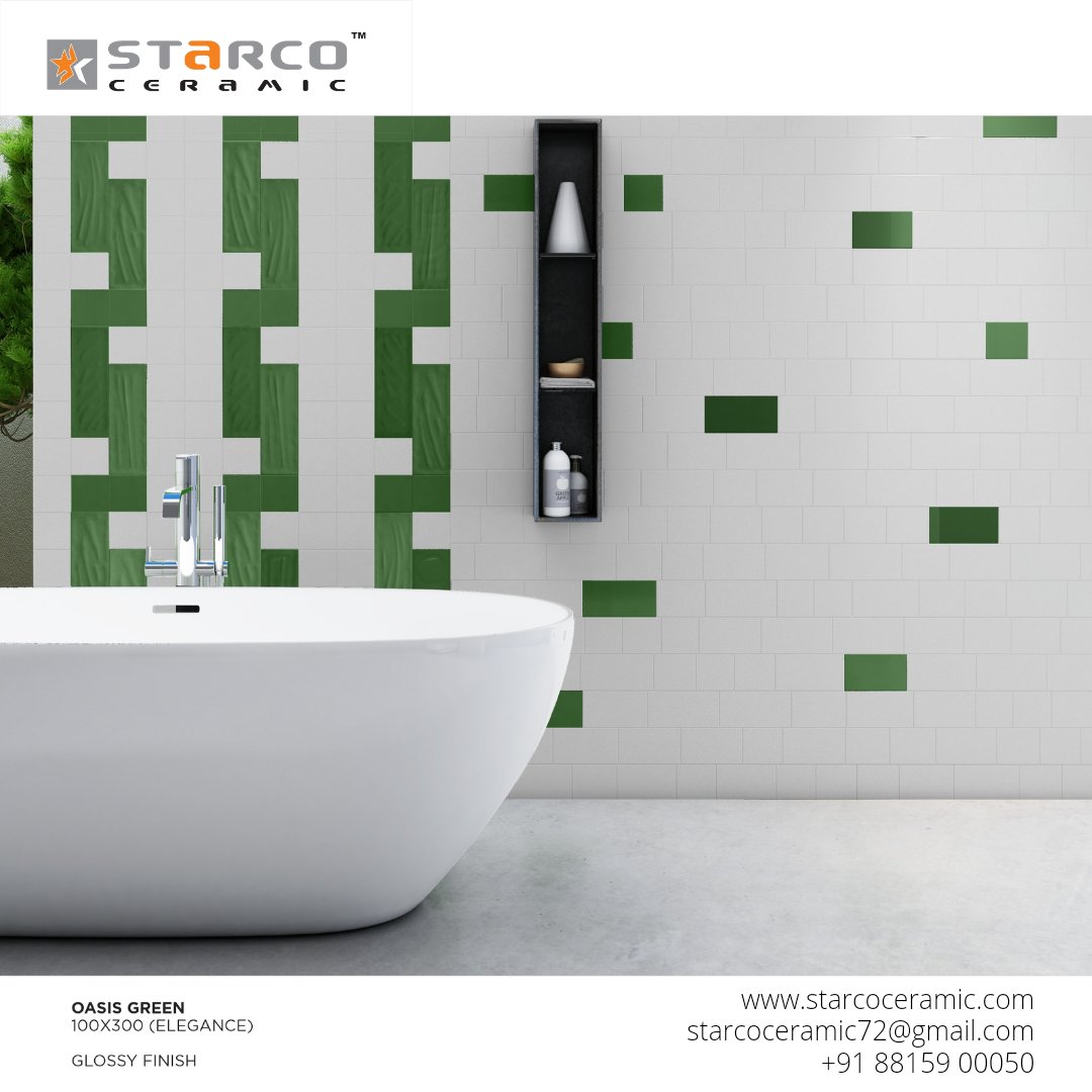 HirenK9's tweet photo. Green is the fresh emblem of well founded hopes. Bring to light your premium and ideal bath space with Oasis Green.
#tilestyle #tiles #walltiles #subwaytilestyle #subwaytiles #oasis #greentiles #interiordesign #homedesign #decor #decorstyle #oassisgreen #oasistheme #tiledesign https://t.co/XjA0d5eoBk