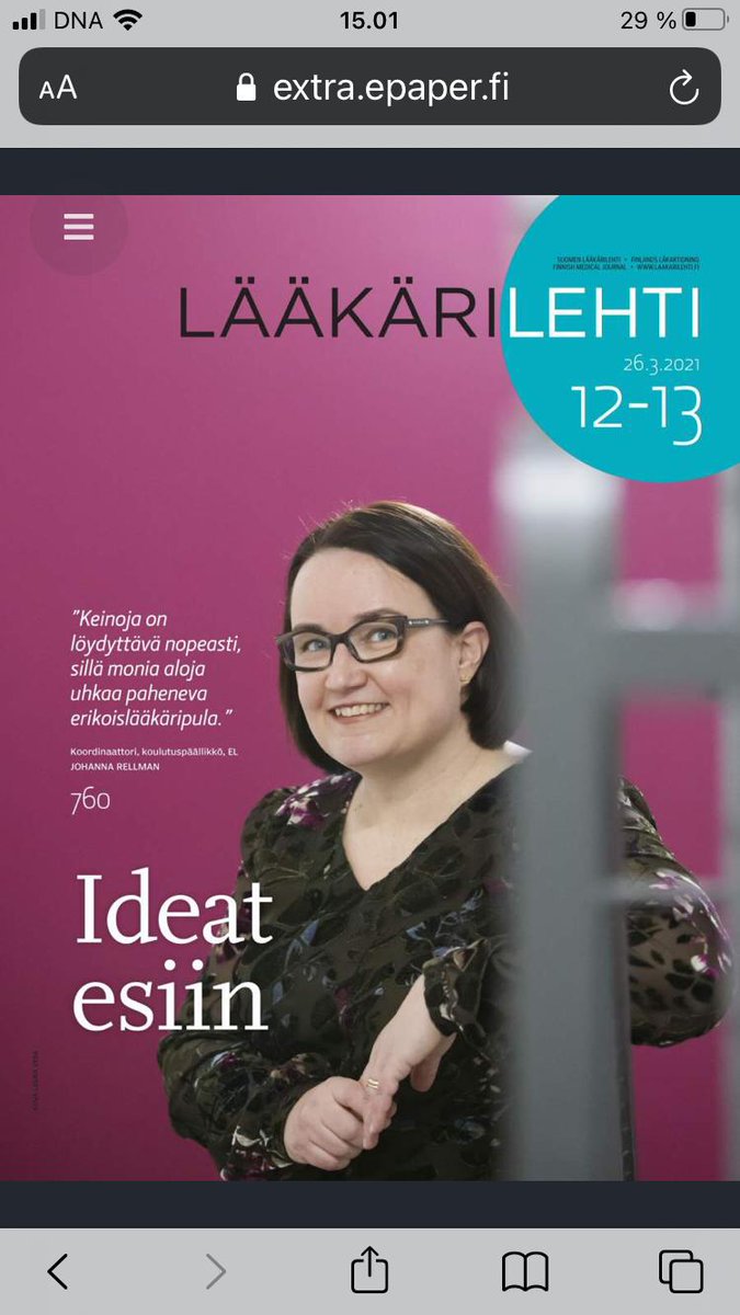 NHerttuala's tweet photo. Kollega,  koulutuspäällikkö, el Johanna Rellman haastateltavana  uudessa @Laakarilehti erikoislääkäripulasta. Asiasta lisää @MTVUutisaamu ma 29.3 klo 8.18. 
@tahtisairaala -kehittämistyössä TaysErvassa mukana @Tays_sairaala
@epshp1 @KantaHameenSHP https://t.co/xeJQCUgUjo