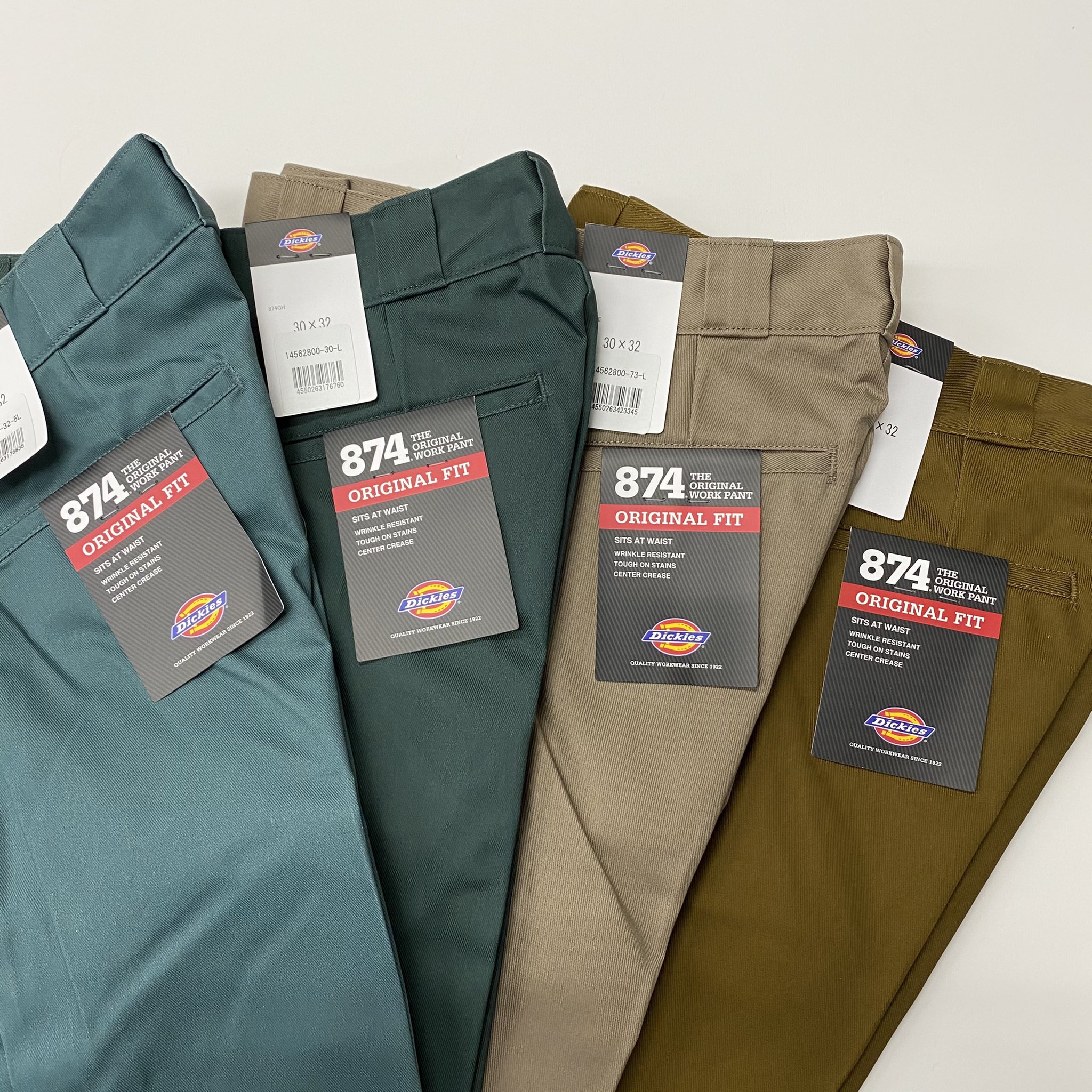 B Flat 874 新色とリンカーングリーンとハンターグリーン入荷しました 左から リンカーングリーン 在庫少なめ 34 32 36 32 ハンターグリーン 在庫少なめ 30 32 34 32 サンドカーキ 30 32 36 32 までの4サイズあります ライトブラウン 30