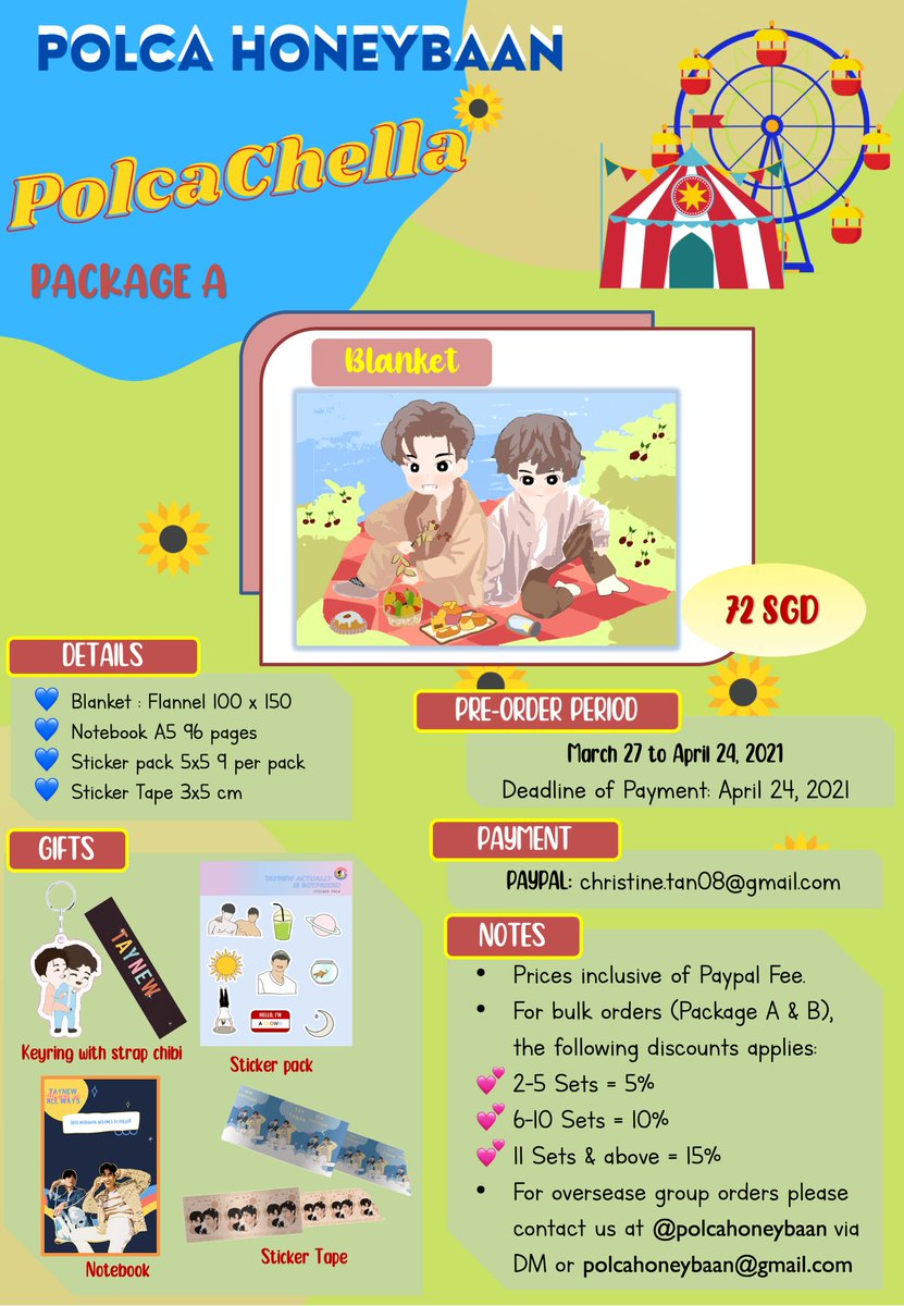 polcahoneybaan's tweet photo. [PRE-ORDER] #PolcaChella Merchandise

We're happy to announce that PolcaChella fun bundle is finally out! Proceeds of this will help support our projects to #TayNew 💙

📅 3/27 ~ 4/24
🔗 https://t.co/QH99WmJloB

Group orders, kindly DM us.

#Tawan_V #Newwiee
#เตนิว #โพก้า https://t.co/sExe4EcSRH