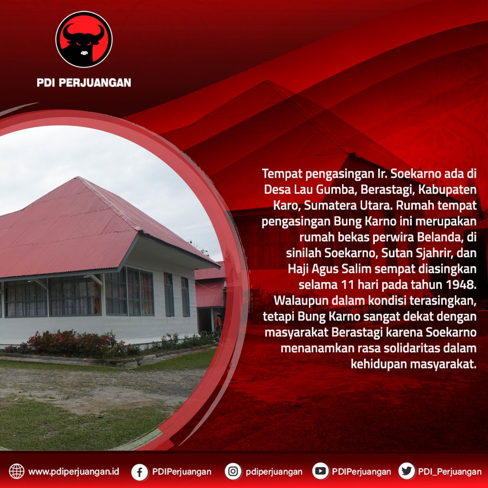 PDI_Perjuangan's tweet photo. Tempat pengasingan Ir. Soekarno ada di Desa Lau Gumba, Berastagi, Kabupaten Karo, Sumatera Utara. Rumah tempat pengasingan Bung Karno ini merupakan rumah bekas perwira Belanda, 

#PDIPerjuangan https://t.co/CReZiGLA1T
