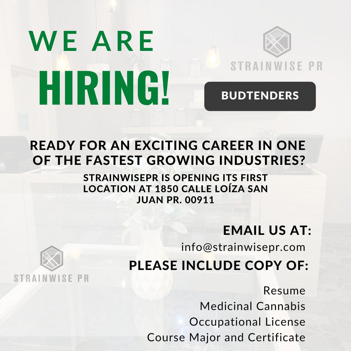 strainwisepr's tweet photo. Yes, we are hiring!  @strainwisepr https://t.co/F7ibp75UPZ
