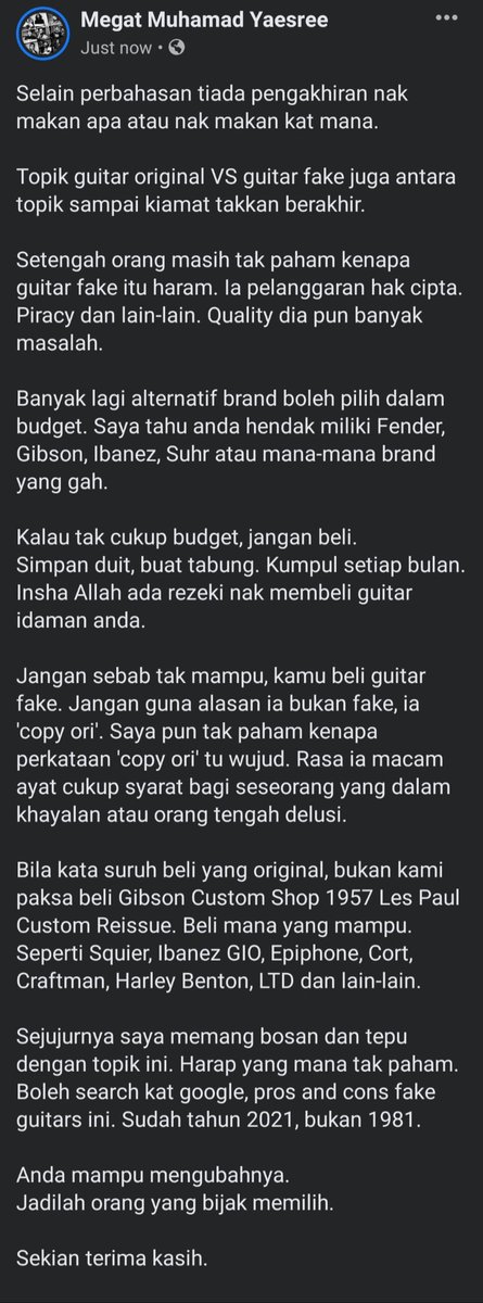 Megat_Yaesree's tweet photo. Never ending debate that will triggered lots of people. 

Let's keep this clean post and write your honest opinion in the comment section below.

🎸

#OriginalVsFake
#PlayAuthentic https://t.co/EGw9riGPy1