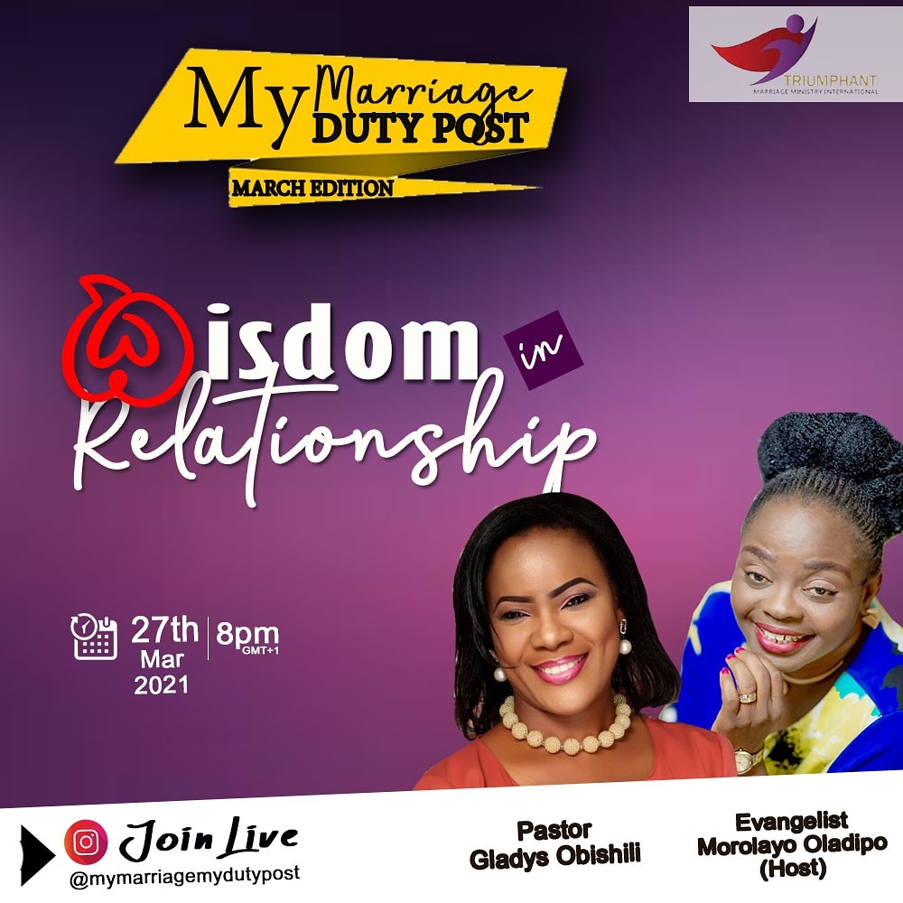 MyMarriageMyDP's tweet photo. It's Today🎉🎉🎉
2️⃣7️⃣-0️⃣3️⃣-2️⃣0️⃣2️⃣1️⃣
🛍️#GetBlessed
8️⃣:0️⃣0️⃣pm
🇳🇬
Join us live for our March Edition of #MMMDP.
#MARCH2021
#MYMARRIAGEMYDUTYPOST
#EVANGELISTMO
#TMMI https://t.co/FcQx24leV8
You are Invited, invite someone via https://t.co/H7AIU8McZH
We Trust God🤩🥳 https://t.co/tFGOMZBl8G
