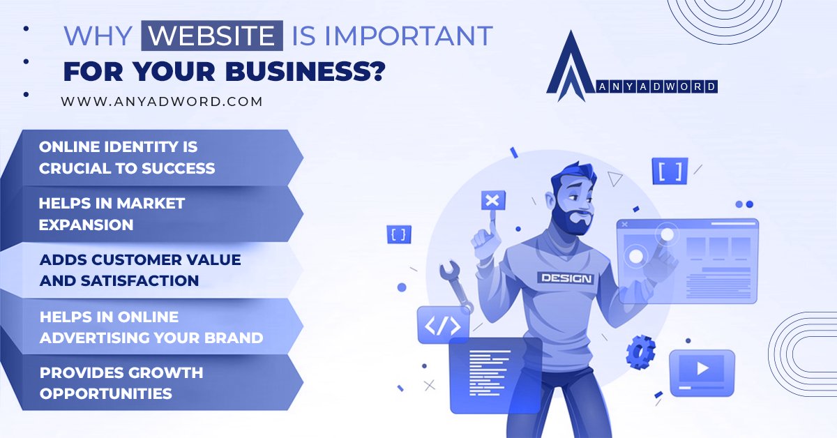 anyadword's tweet photo. #Website is not just an address but serves multiple roles for your business. Reasons why you should get a website for your #business.
Call for free consultation on +91-9654159277 or email us on business@anyadword.com for your requirements. 
.
#anyadword #india #startup https://t.co/Jzah7DxWLf