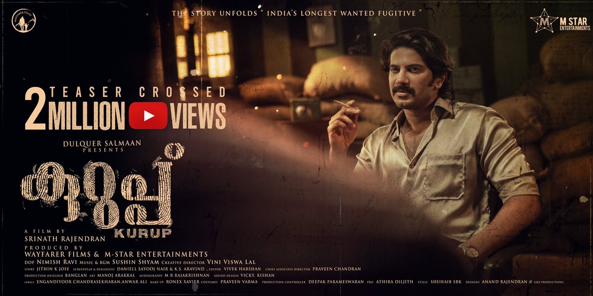 INOXMovies's tweet photo. Witness the world of #Kurup at #INOX on #28thMay.
Watch the teaser now https://t.co/tT7tX1H222 
@dulQuer  #Kurup #KurupTeaser #KurupMovie
#WayfarerFilms #MstarEntertainments
#INOX #INOXUpdate https://t.co/p4jPkYUpr1