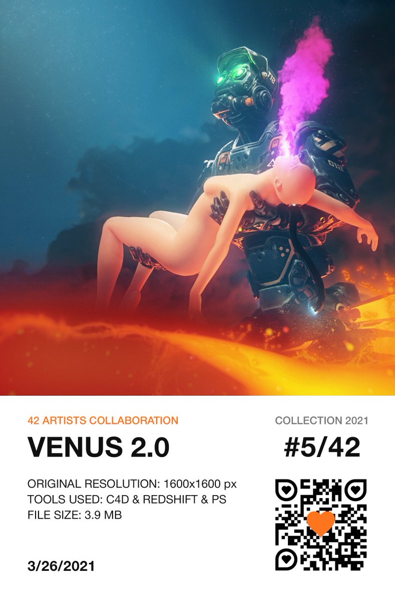 retroyohi's tweet image. This is a story about unity 🧡
Meet a piece of our gorgeous collaboration of 42 artists who came together in the name of love to create.

My part of collaboration (5/42) - "Venus 2.0"
rarible.com/token/0xd07dc4…
#42bastards #nft #cryptoart #collaboration