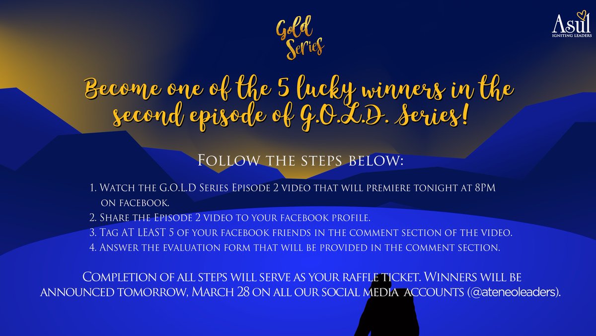 ateneoleaders's tweet photo. Join us in the premiere and get a chance to win P100 worth of prepaid mobile load! Just follow the 4 steps below to become one of the lucky winners!

Completion of all these steps will serve as your raffle ticket. https://t.co/W1m3Zi6hZx