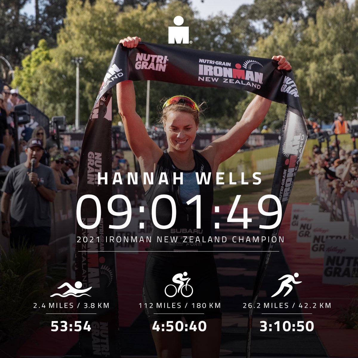 IRONMANtri's tweet photo. The Nutri-Grain IRONMAN New Zealand champions for 2021 are Braden Currie and Hannah Wells!

#IMNZ #AnythingIsPossible https://t.co/zajz44pGza
