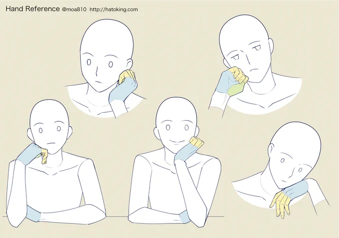 トレスOKな手のイラスト資料集に「頬杖-Resting Chin」を追加しました。けだるいシリーズ。 *Hand refs for artists https://t.co/aaWJW0JtJn 