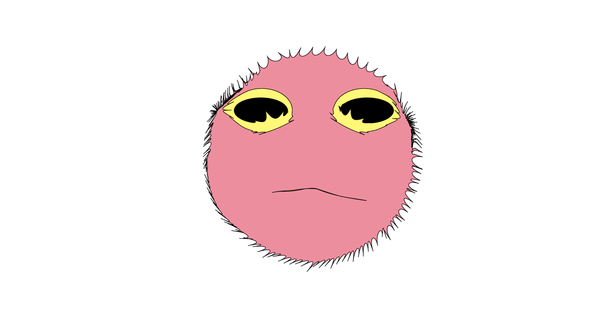 TomPrairie's tweet photo. The Crystalize tool can also be used to make hair! This is him-jairy, I made him in Adobe Illustrator and he seems to be a bit disgruntled. #design #sootsprite #RSJ108 https://t.co/TAR5gszau1