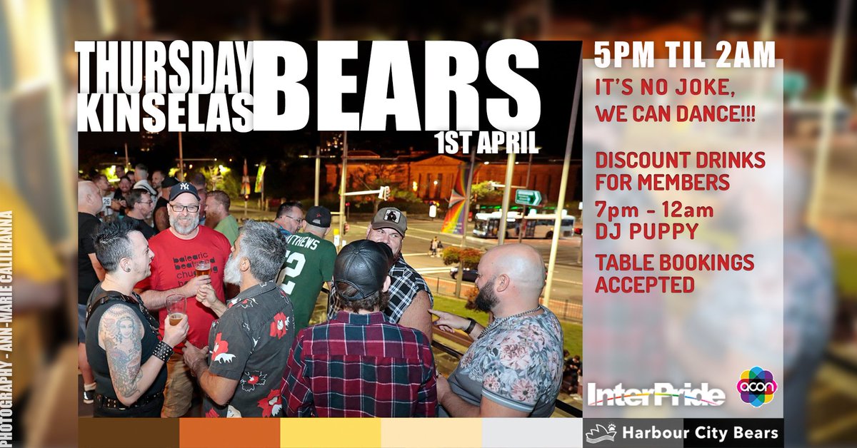 HCBears's tweet photo. IT'S NO JOKE! April 01 Thurs 2021
We can dance if we want to!
Put on your best Hirsute or just get your Fur on and get on down to the Eastern home of #HarbourCityBears.
Discounted drinks for members.
DJ PUPPY from 7pm-12am
#BearEvent #BearSydneyEvent #BearAusEvent https://t.co/hflTiCAr1Z