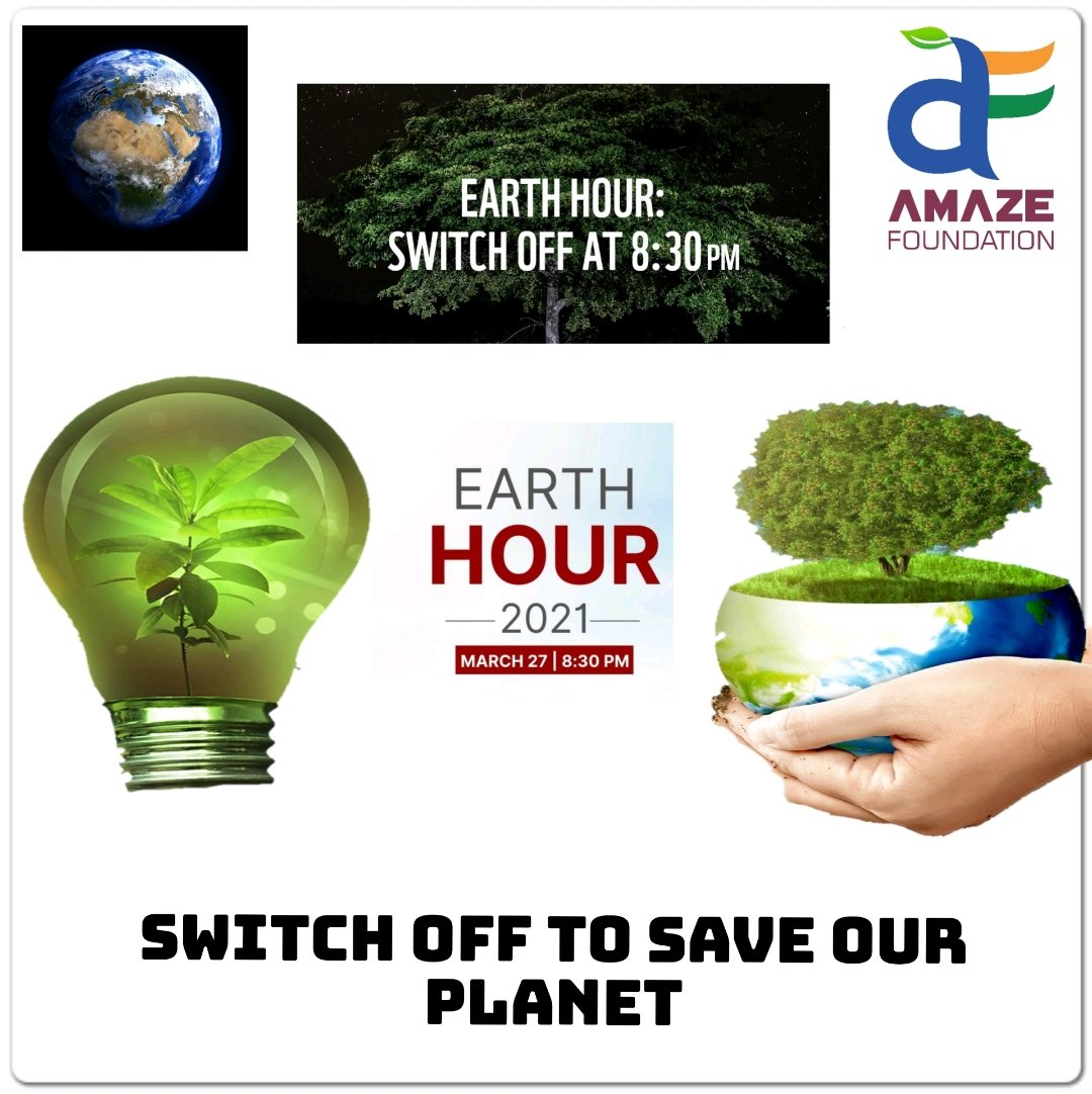 AmazeFoundation's tweet photo. Today at 8.30 PM (your Local Time) Let's Switch Off Lights, Join #EarthHour Campaign to Save our Planet. @earthhour 

#EarthHour2021 #ForNature https://t.co/kjqehtyi9m