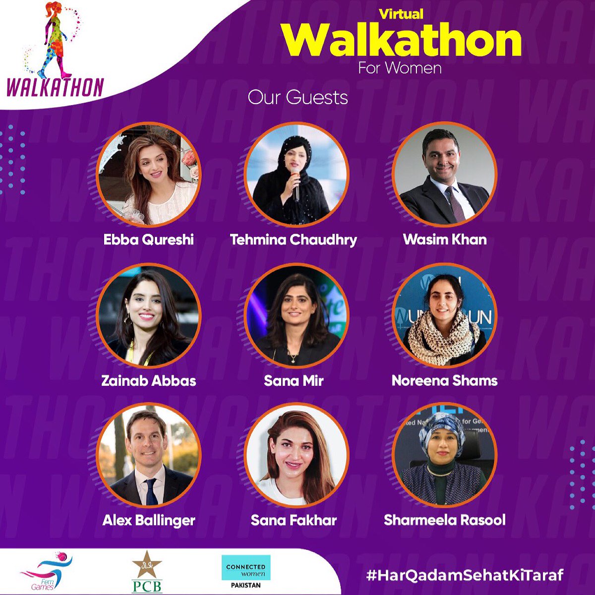 WalkathonP's tweet photo. 4 pm
Here is our lineup for the Virtual Walkathon 🤩. Less than an hour to go ⏰ before we go Live.
#WalkathonPakistan #HarQadamSehatKiTeraf #VirtualWalkathon https://t.co/rNHKbk4aTo