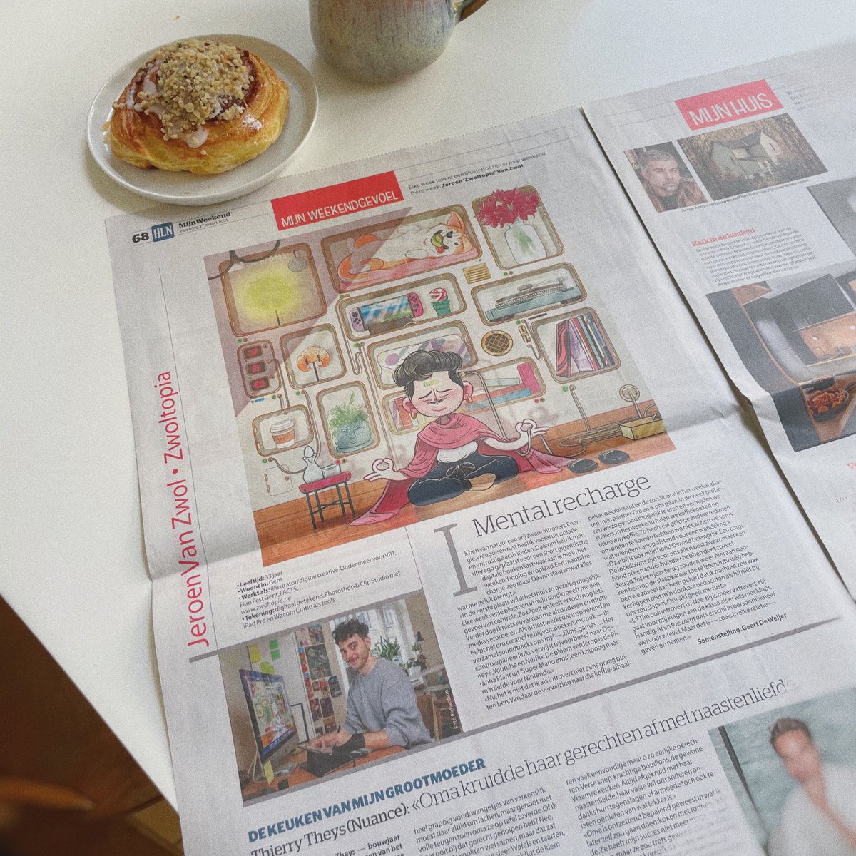 Zwoltopia's tweet photo. Vandaag sta ik met al m'n passies in @HLN als onderdeel van 'Mijn Weekendgevoel' waarin elke week een artiest z'n weekend voorlegt aan de hand van een illustratie.

Dank aan Geert De Weyer voor het interview en Steven Richardson voor de veilige shoot in m'n studio. 🙌🏼 https://t.co/Y7Qr8iHOTM