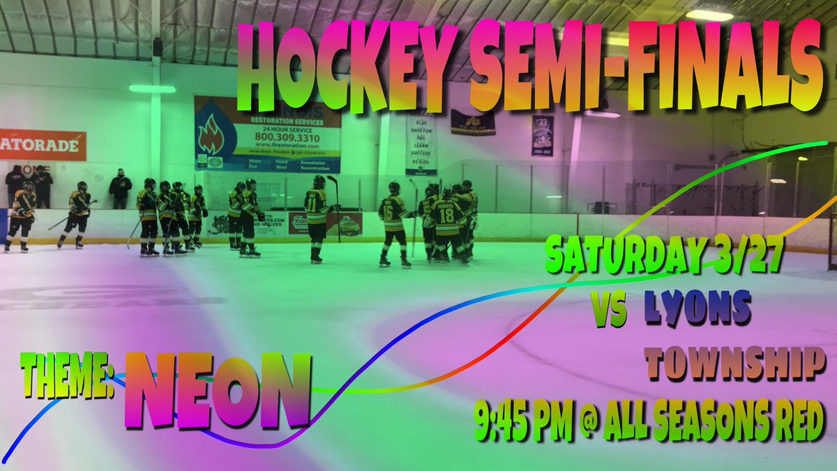Warrior Nation (@warriornation1) on Twitter photo HOCKEY SEMI-FINALS🏒
TODAY 3/27 vs LYONS TOWNSHIP
9:45PM @ ALL SEASONS RED
THEME: NEON🌈
BE THERE
<a href="/warriorshockey_/">Warriors Hockey Club</a> HOCKEY SEMI-FINALS🏒
TODAY 3/27 vs LYONS TOWNSHIP
9:45PM @ ALL SEASONS RED
THEME: NEON🌈
BE THERE
<a href="/warriorshockey_/">Warriors Hockey Club</a>