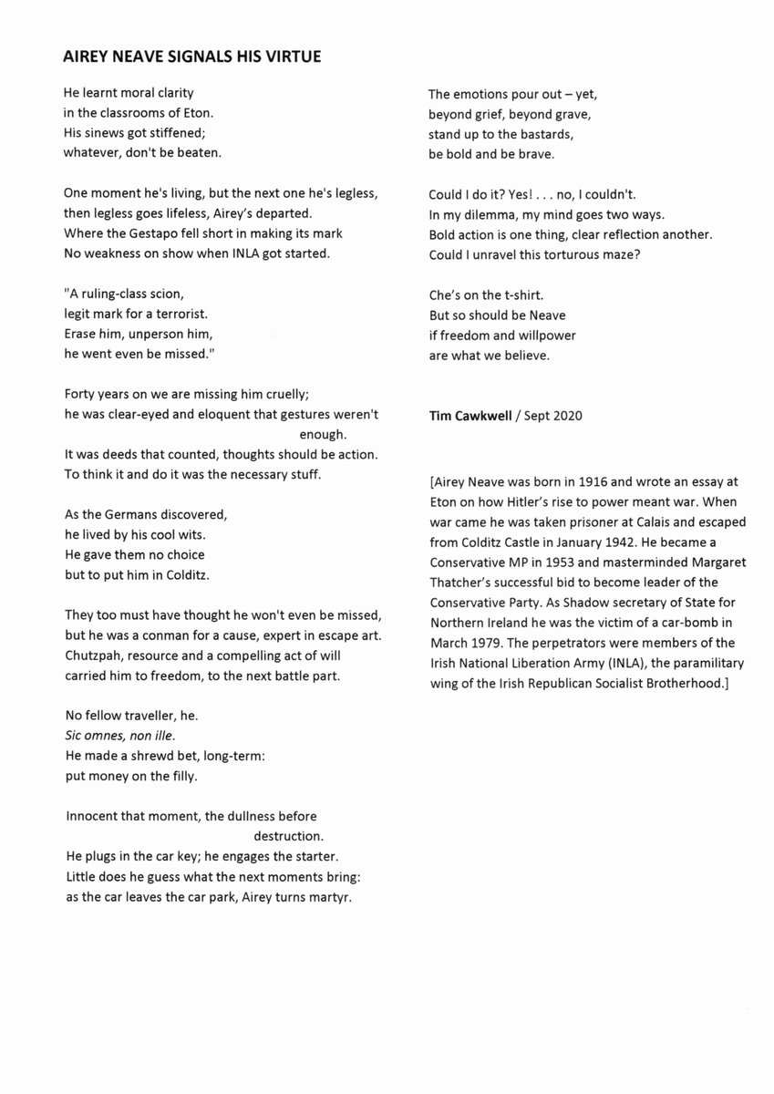 timcawkwell's tweet image. March 30 sees the anniversary of Airey Neave's murder. Here's my poem in memory of this #WW2hero #Colditzescapee #AbingdonMP. @TrustAirey @SebastianNeave @BitebackPub @BrugesGroup