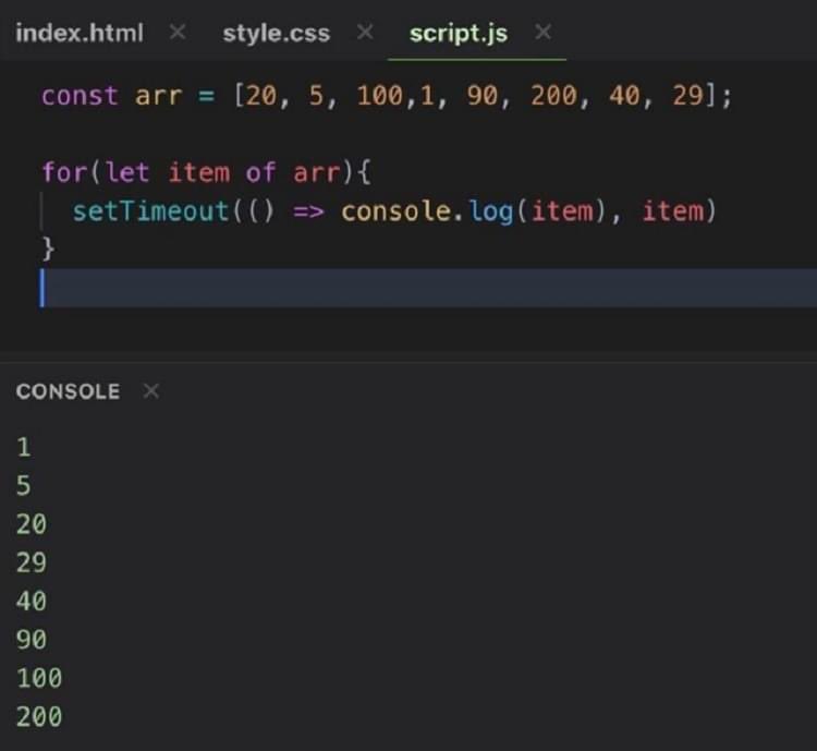denvercoder's tweet photo. Sorting an array when you’re paid hourly. https://t.co/UC0RKh4Ary