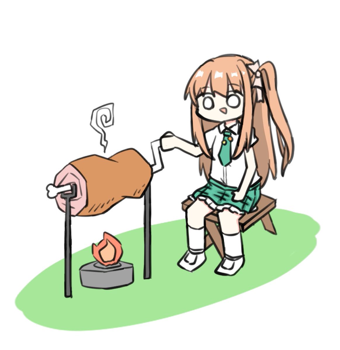 肉を焼く朝比奈桃子ちゃん253 かんゆのイラスト