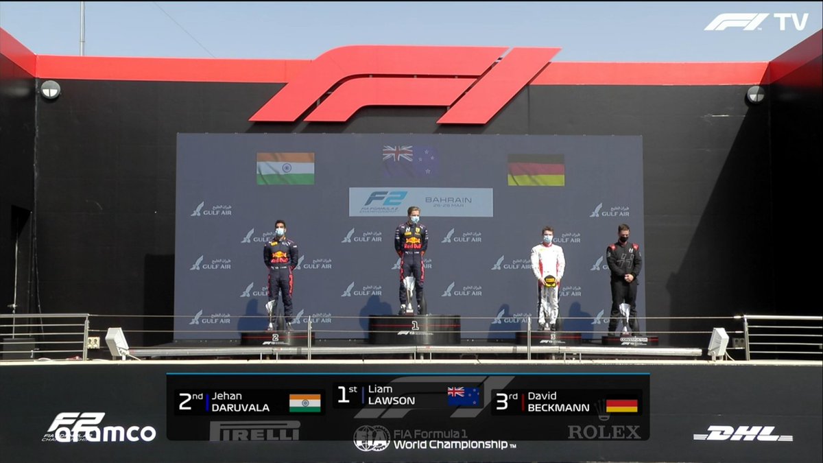 The_Pocisk's tweet photo. "Wschodząca gwiazda Red Bull Junior Team z Nowej Zelandii" - Liam Lawson wygrywa pierwszy wyścig F2 w sezonie 2021 (Helmut Marko uważnie patrzy)
#F2PL #F1PL https://t.co/NSCQ5KPpII