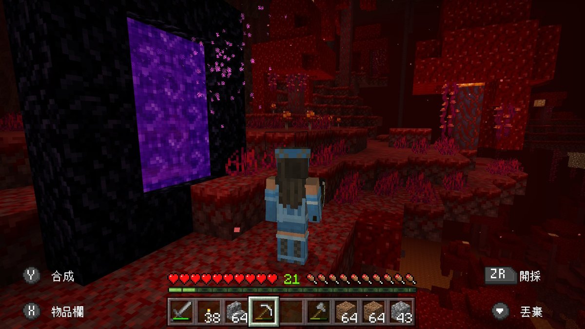 nicho's tweet image. First time travel to the Nether via the portal built by my 7-year-old son. #Minecraft #NintendoSwitch