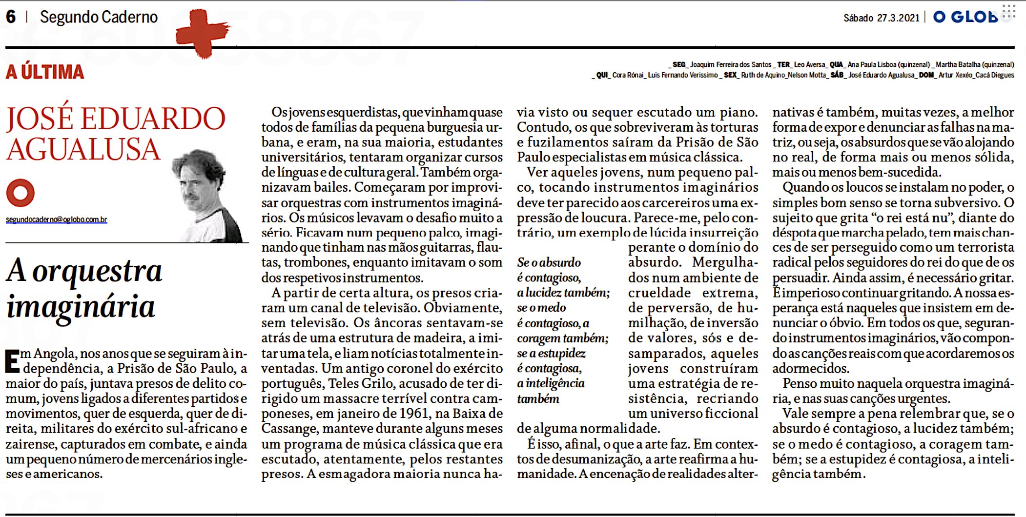 José Eduardo Agualusa on X: Muito obrigado, @miriamleitao. Fico feliz por  ter vc como leitora. Beijo / X