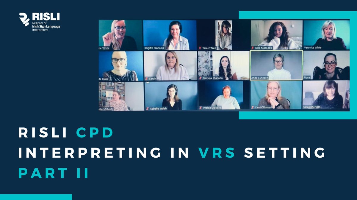 RegisterISLI's tweet image. Our registered ISL interpreters are attending the second part of our CPD training on Interpreting in VRS Setting provided by Brigitte Francois, the co-founder of the Deaf-led company @SignVideo.

#RISLICPD2021 #VRSInterpreting #ISLInterpreters #CPD #VideoRelayInterpreting