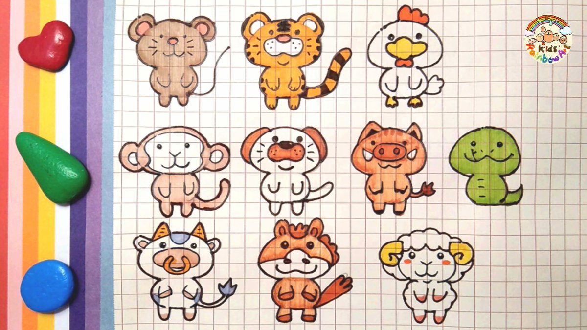 PopoWu1's tweet photo. Draw Cute Animals Mice Tiger Chick Monkey Dog Pig Snake Cow Horse Sheep ... https://t.co/8WOmLpK0CX via @YouTube https://t.co/u6FU5Tj2cq