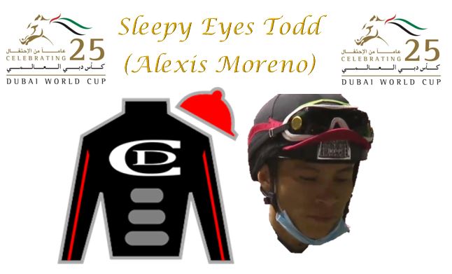 Sleepy Eyes Todd - Alexis Moreno. Suerte Campeón
@abo_jarrett #Panamá #Hípica #AlexisMoreno #DubaiWorldCup #CunaDeLosMejoresJinetesDelMundo #StartingGate #SleepyEyesTodd #LaRecta507 #LaRectaFinal #Darién #HipódromoPresidenteRemón #Jockey @meydanracing #MeydanRacing