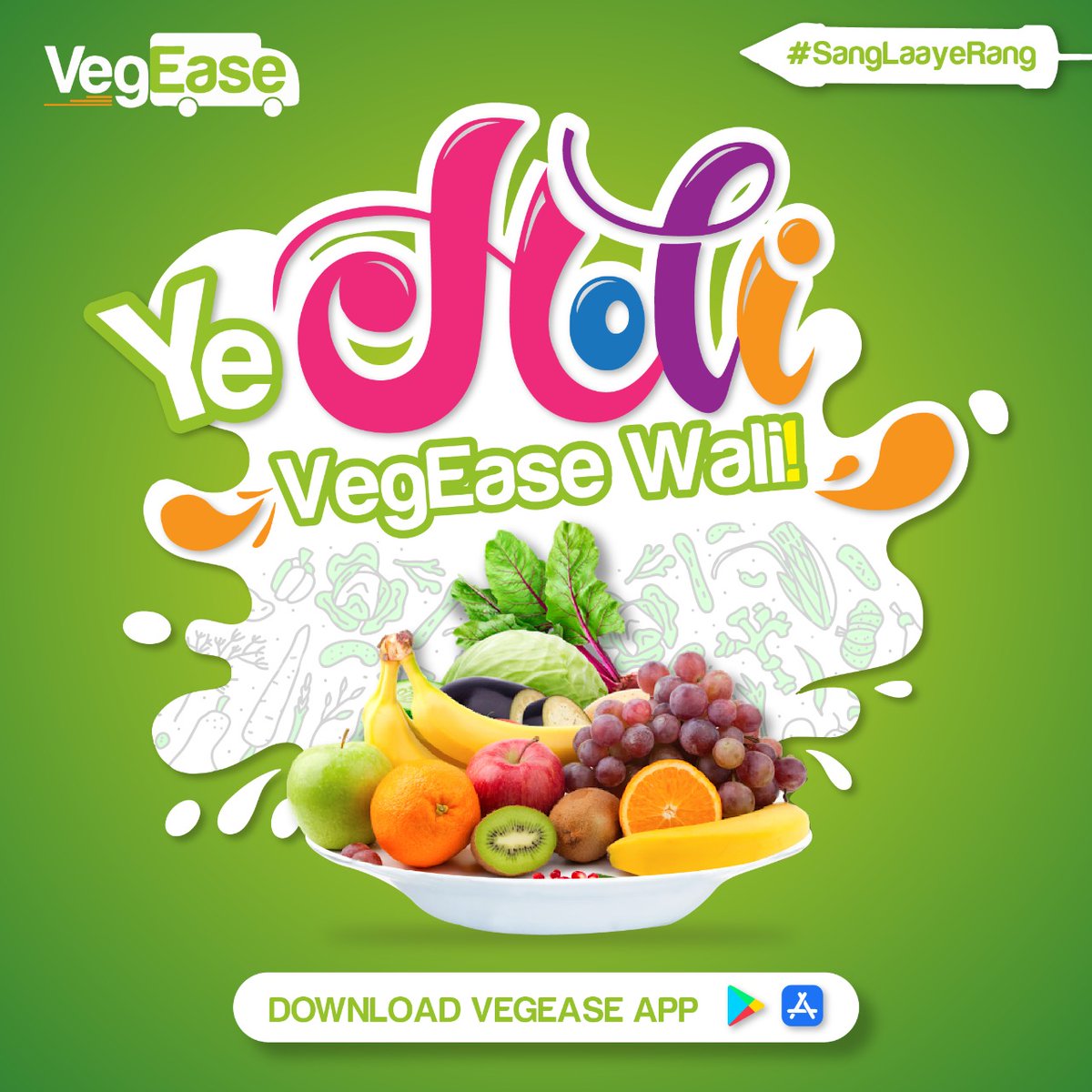 VegEaseIndia's tweet photo. This Holi, fill your meals with the colourful range of the freshest vegetables and fruits.🥳 Download the app now! 🤩
Bulao Veg Ease Cart. Bano Smart.
#SangLaayeRang #DeliveryAtHome #FreshVegetables #Handpick #FarmFreshVeggies #Holi2021 https://t.co/7GSkafwyU2