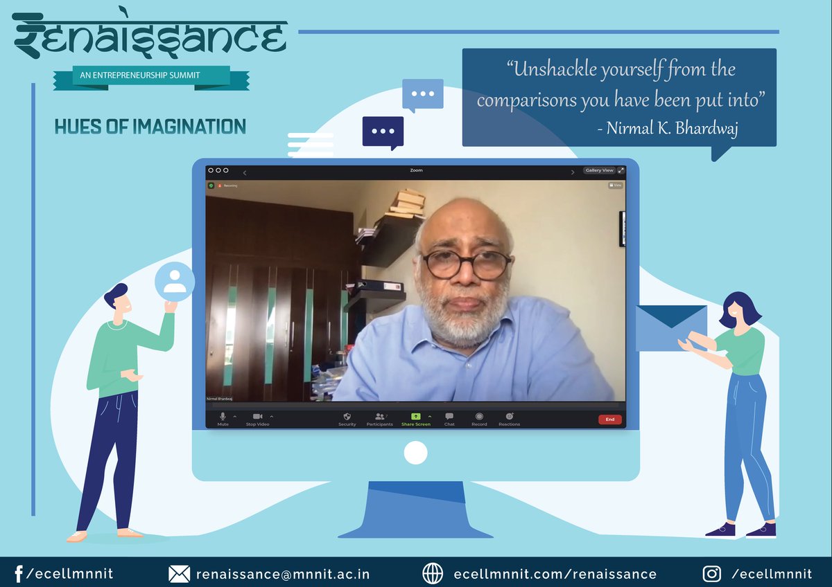 ECellMNNIT's tweet photo. “Some talks are life-changing and thought-provoking.” and Mr. Nirmal K. Bhardwaj delivered one such talk that would be instrumental in redefining ourselves if we analyze and implement the same in our lives.
#ecellmnnit #renaissance #huesofimagination #etalks #speakerhighlights https://t.co/PGB8USo3h7