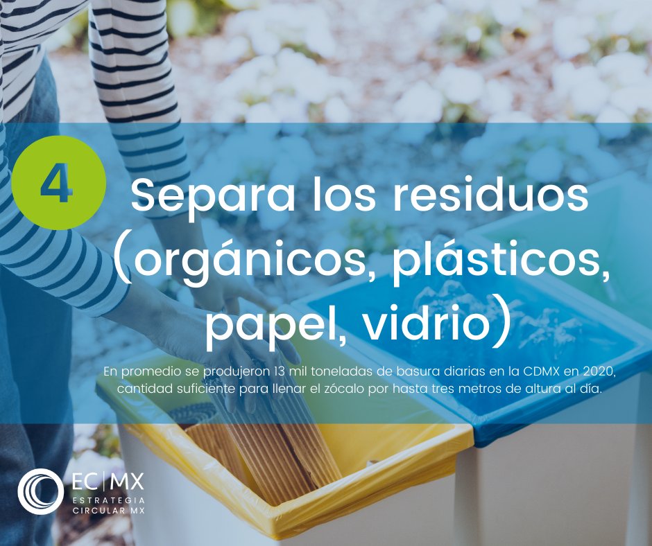 ECMX_circular's tweet photo. Para lograr un futuro sostenible♻️necesitas una renovación de tus propios estilos de vida. Conoce 4 maneras sencillas de cuidar el medio ambiente🌱 desde casa 🏠¡Los pequeños cambios hacen la diferencia!
#estrategiacircularmx #ECMX #Reducir #Reciclar
#Reutilizar #EconomíaCircular https://t.co/4BgZSM0pDj