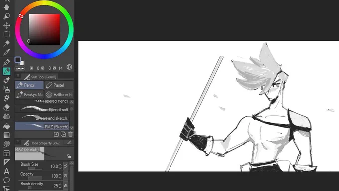 drawing a man- [GUNSHOTS] 