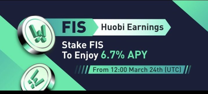 Meyee11's tweet photo. $FIS #Flexible Earnings Campaign is Live on #Huobi Global Exchange Now
#Huobi Global Exchange has just been launched. During this campaign, you could deposit your $FIS tokens to enjoy an #annualized return of around 6.7%. There is no #lock-up requirement and you could withdraw.. https://t.co/sjQl1pq6bW