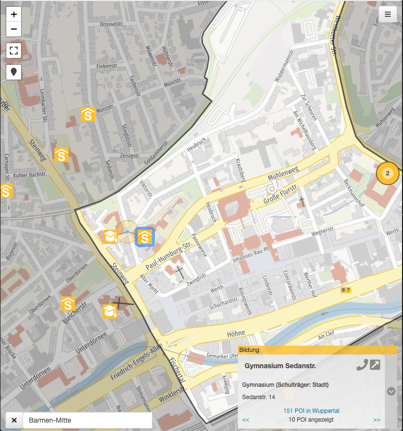 OpenData_Wtal's tweet photo. Update zum Wochenende: die 128 Schulstandorte in #Wuppertal aus unserem #OpenData-Angebot https://t.co/A5jWWGNgtf gibt es jetzt auch im Online-#Stadtplan (https://t.co/rqzK8accsa) im Thema "Bildung". (ST)
#TopicMaps https://t.co/k4wF4zKZ4j