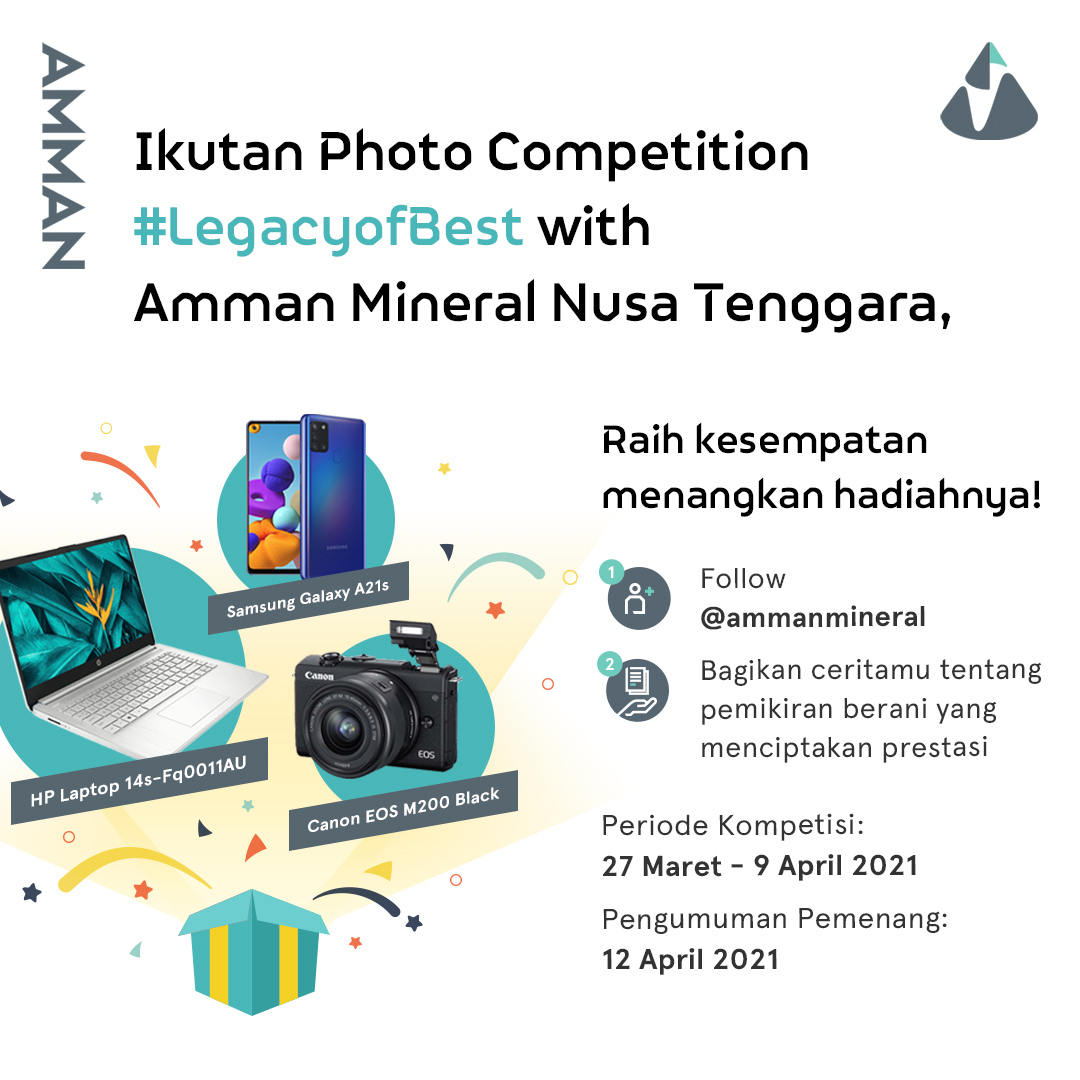 AmmanMineral's tweet photo. Dengan upload foto diri dan karya atau prestasimu tersebut, kamu bisa berkesempatan memenangkan Laptop, Kamera dan Smartphone keren. https://t.co/sboeKsqxlV