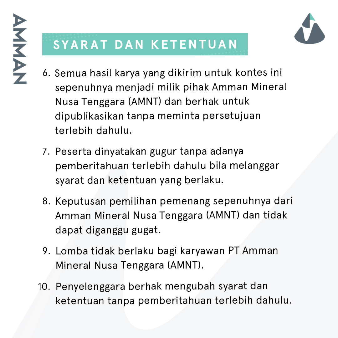 AmmanMineral's tweet photo. Kompetisinya dimulai hari ini hingga 9 April 2021. Yuk, berpartisipasi dan jadilah inspirasi dalam menciptakan warisan yang terbaik!

#AmmanMineral
#LegacyofBest
#BraveThinkinginAction
#PhotoCompetition https://t.co/U4Msa3iMH7